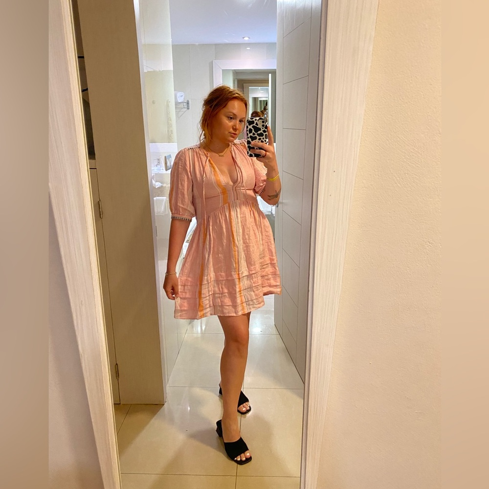 pink linen summer dress